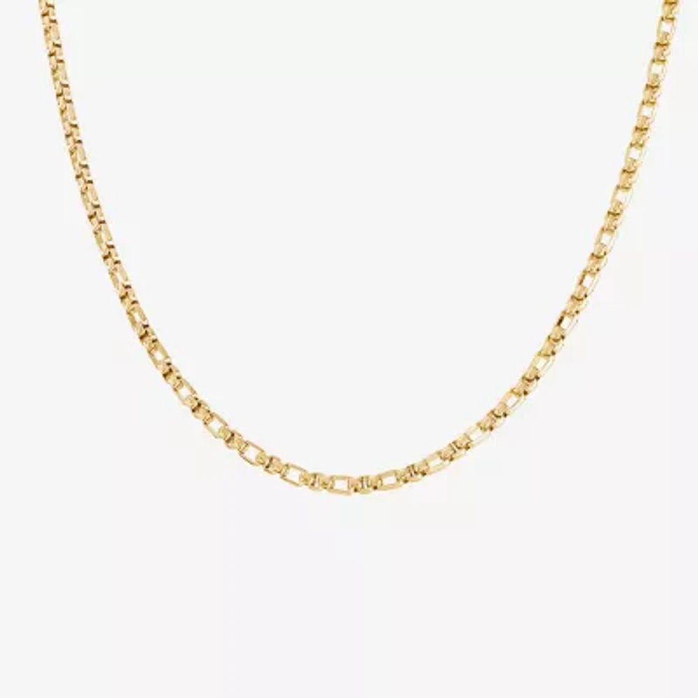 Silver Reflections 14K Gold Over Brass 18 Inch Box Chain Necklace