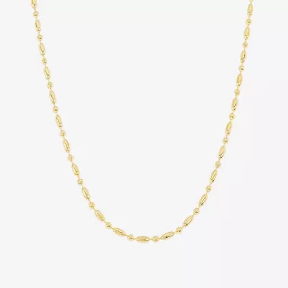 Silver Reflections 14K Gold Over Brass 16 Inch Bead Chain Necklace