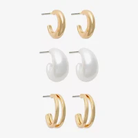 Mixit Hypoallergenic Gold Tone 3 Pair Simulated Pearl Earring Set