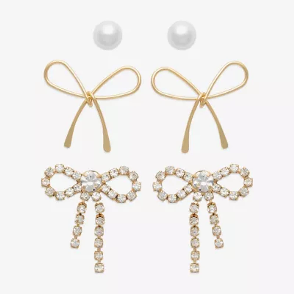 Mixit Hypoallergenic Gold Tone 3 Pair Simulated Pearl Earring Set