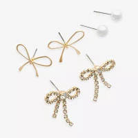 Mixit Hypoallergenic Gold Tone 3 Pair Simulated Pearl Earring Set