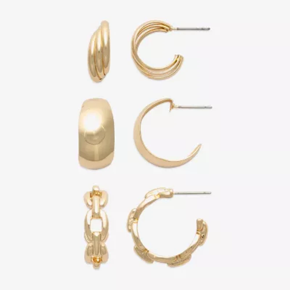 Mixit Gold Tone 3 Pair Earring Set