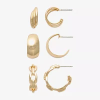 Mixit Gold Tone 3 Pair Earring Set