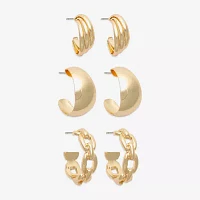 Mixit Gold Tone 3 Pair Earring Set