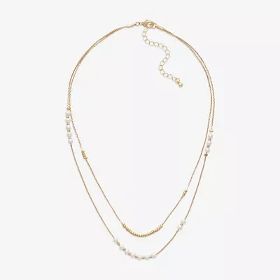 Mixit Hypoallergenic Gold Tone 2-pc. Simulated Pearl 19 Inch Cable Strand Necklace