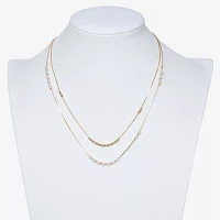 Mixit Hypoallergenic Gold Tone 2-pc. Simulated Pearl 19 Inch Cable Strand Necklace