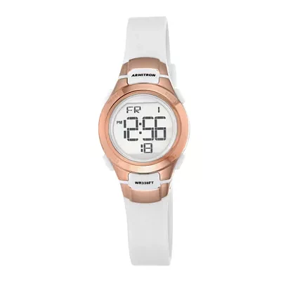 Armitron Pro Sport Womens Chronograph Digital White Strap Watch 45/7012rsg