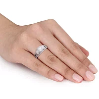 1/4 CT.T.W. Natural Diamond Sterling Silver 3-Stone Bridal Ring Set