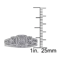 1/4 CT.T.W. Natural Diamond Sterling Silver 3-Stone Bridal Ring Set