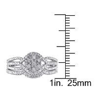 1/7 CT.T.W. Natural Diamond Sterling Silver Bridal Ring Set