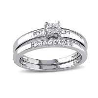 1/6 CT.T.W. Natural Diamond Sterling Silver Bridal Ring Set