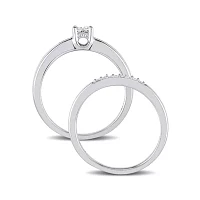 1/6 CT.T.W. Natural Diamond Sterling Silver Bridal Ring Set