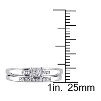 1/6 CT.T.W. Natural Diamond Sterling Silver Bridal Ring Set