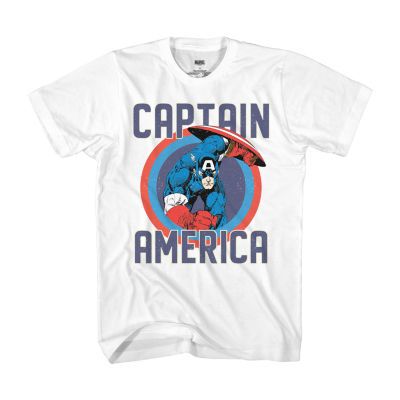 Disney Collection Little & Big Boys Crew Neck Short Sleeve Avengers Marvel Captain America Graphic T-Shirt