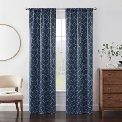 Eclipse Kerry Geo Diamond Rod Pocket Energy Saving Blackout Set of 2 Curtain Panel