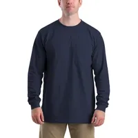 Berne Heavyweight Big and Tall Mens Crew Neck Long Sleeve Moisture Wicking Pocket T-Shirt