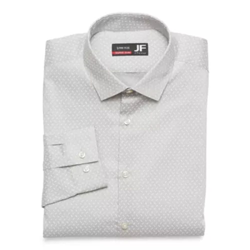 J. Ferrar Mens Super Slim Fit Easy Care Stretch Fabric Long Sleeve Dress Shirt