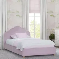 Upholstered Platform Twin Toddler Bed in Velvety Pink