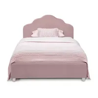 Upholstered Platform Twin Toddler Bed in Velvety Pink