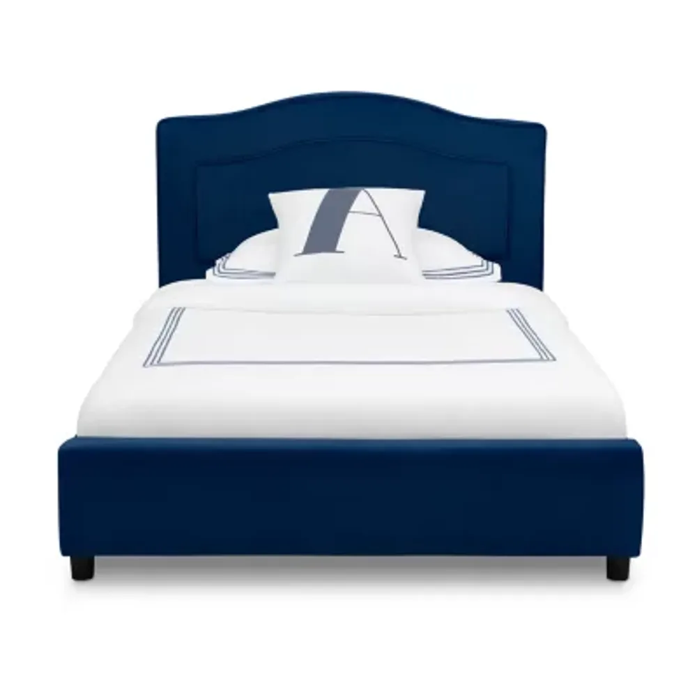 Upholstered Twin Toddler Platform Bed In Velvety Navy