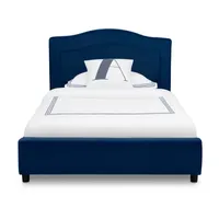 Upholstered Twin Toddler Platform Bed In Velvety Navy