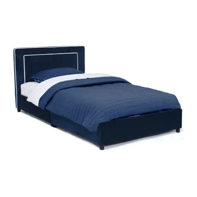 Upholstered Platform Toddler Twin Bed in Velvety Blue