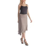 24seven Comfort Apparel Womens Mid Rise Stretch Fabric Midi A-Line Skirt