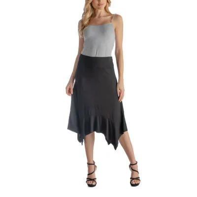 24seven Comfort Apparel Womens Mid Rise Stretch Fabric Midi A-Line Skirt
