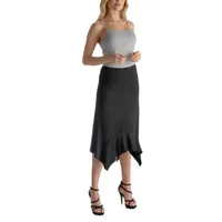 24seven Comfort Apparel Womens Mid Rise Stretch Fabric Midi A-Line Skirt