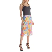 24seven Comfort Apparel Womens Mid Rise Stretch Fabric A-Line Skirt