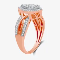 I Said Yes (H-I / I1) Womens 1/2 CT. T.W. Lab Grown White Diamond 14K Rose Gold Over Silver Sterling Pear Halo Engagement Ring