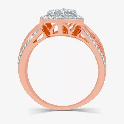 I Said Yes (H-I / I1) Womens 1/2 CT. T.W. Lab Grown White Diamond 14K Rose Gold Over Silver Sterling Pear Halo Engagement Ring