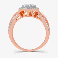 I Said Yes (H-I / I1) Womens 1/2 CT. T.W. Lab Grown White Diamond 14K Rose Gold Over Silver Sterling Pear Halo Engagement Ring