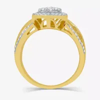 I Said Yes (H-I / I1) Womens 1/2 CT. T.W. Lab Grown White Diamond 14K Gold Over Silver Sterling Pear Side Stone Halo Engagement Ring