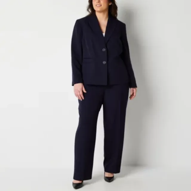 Le Suit 2-pc. Straight Leg Pant Suit-Plus, Color: Grey - JCPenney