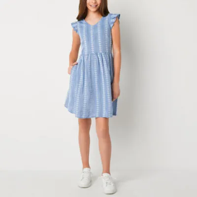 Peyton & Parker Little Big Girls Short Sleeve Ruffled A-Line Dress