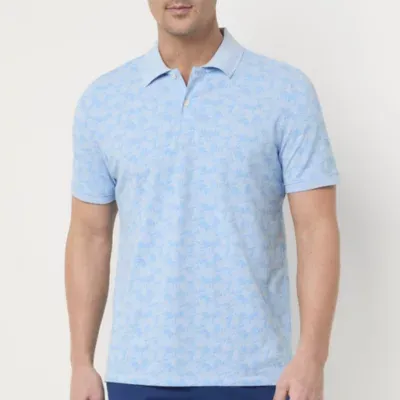 St. John's Bay Premium Stretch Print Mens Slim Fit Short Sleeve Polo Shirt