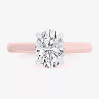 (G-H / Si1-Si2) Womens 1 1/7 CT. T.W. Lab Grown White Diamond 14K Rose Gold Oval Solitaire Engagement Ring