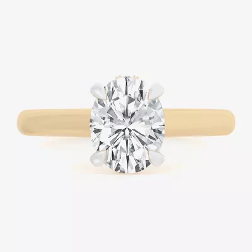 G-H / Si1-Si2) Womens 1 1/ CT. T.W. Lab Grown White Diamond 14K Gold Oval Solitaire Engagement Ring