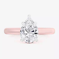 (G-H / Si1-Si2) Womens 3 1/4 CT. T.W. Lab Grown White Diamond 14K Rose Gold Pear Solitaire Engagement Ring