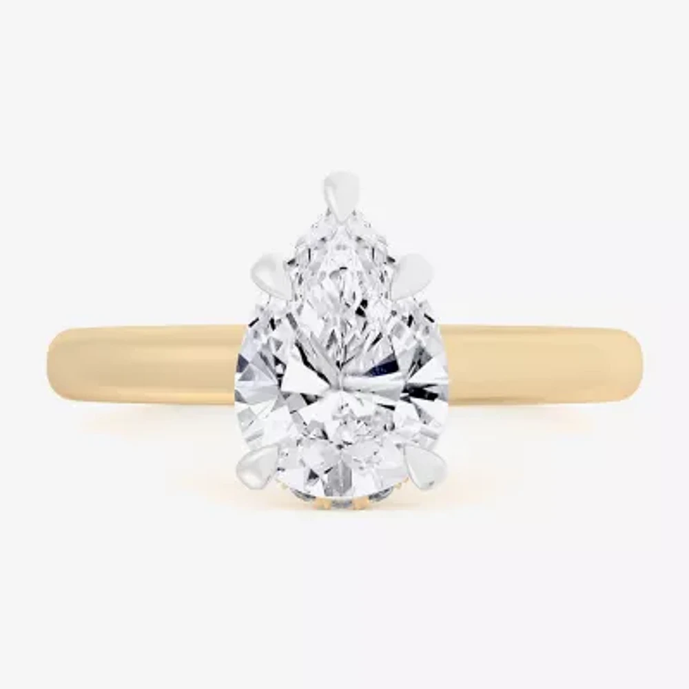 G-H / Si1-Si2) Womens 1 1/ CT. T.W. Lab Grown White Diamond 14K Gold Pear Solitaire Engagement Ring