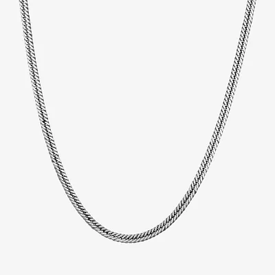 Made in Italy Sterling Silver Inch Solid Curb Chain Necklace