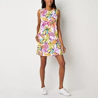 St. John's Bay Womens Sleeveless Floral Shift Dress