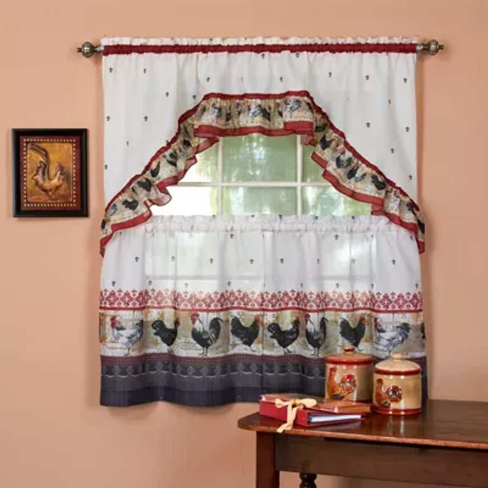 Roosters 3-pc. Rod Pocket Kitchen Curtain Window Set