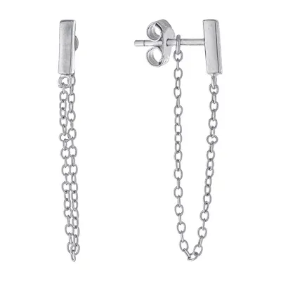 Silver Treasures Sterling Silver Rectangular Drop Earrings