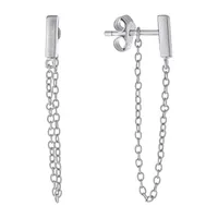 Silver Treasures Sterling Silver Rectangular Drop Earrings