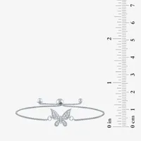 1/10 CT. T.W. Natural White Diamond Sterling Silver Butterfly Bolo Bracelet