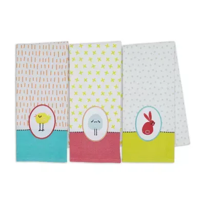 Design Imports Asst Hippity Hoppity Embellished 3-pc. Dish Cloths