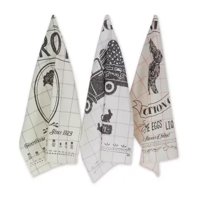 Design Imports Asst Cottontail Cottage Printed Oversize Flour Sack 3-pc. Dish Cloths