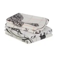 Design Imports Asst Cottontail Cottage Printed Oversize Flour Sack 3-pc. Dish Cloths